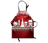 ABAKUHAUS Noël Tablier, Thème d'hiver Arbre, Produit Unisexe avec Col Réglable pour Cuisine et Jardinage, 67 cm x 80 cm, Blanc Rouge
