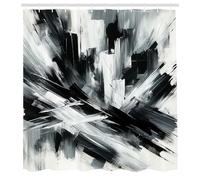 ABAKUHAUS Noir et Blanc Rideau de Douche, Art Abstrait De Traits De Pinceau Audacieux dans Une İmpression, Material Resistente al Agua Durable Estampa Digital, 175 cm x 200 cm, Gris Bleu Foncé