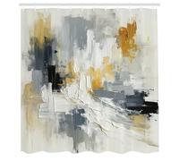 ABAKUHAUS Noir et Blanc Rideau de Douche, Conception De Coups De Pinceau De Peinture avec, Material Resistente al Agua Durable Estampa Digital, 175 cm x 200 cm, Bleu Gris Ambre Noix de Coco