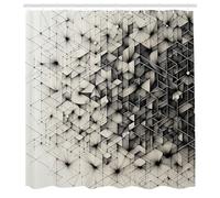 ABAKUHAUS Noir et Blanc Rideau de Douche, Conception Géométrique De Connexions Abstraites, Material Resistente al Agua Durable Estampa Digital, 175 cm x 200 cm, Coquille d'œuf Gris Anthracite