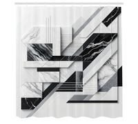 ABAKUHAUS Noir et Blanc Rideau de Douche, Formes Géométriques Modernes Et Polygonales avec Effet, Material Resistente al Agua Durable Estampa Digital, 175 cm x 200 cm, Blanc Cassé et Gris Foncé