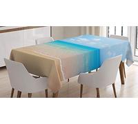 ABAKUHAUS Océan Nappe, Tropical Sea Coast Sky, Linge de Table Rectangulaire pour Salle à Manger Décor de Cuisine, 140 cm x 170 cm, crème Bleu