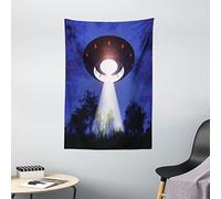 ABAKUHAUS OVNI Décoration Murale, Paysage de Nuit avec l'espace des extraterrestres, Couleurs claires, 100 x 150 cm, Multicolore