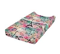 ABAKUHAUS Paris Housse de Matelas à Langer pour Bébé, Rose Fleurs Romantique, Housse Douce pour Matelas à Langer avec Trous, Mer verte Vert pâle