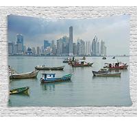 ABAKUHAUS Paysage Décoration Murale, Bateaux De Pêche Panama, L'impression numérique, 200 x 150cm, Multicolore