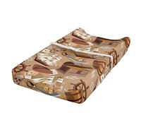 ABAKUHAUS pirates Housse de Matelas à Langer pour Bébé, Plan d'aventure, Housse Douce pour Matelas à Langer avec Trous, Brun pâle Blanc Gris