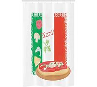 ABAKUHAUS Pizza Rideau de Douche Stalle, Cuisine et Drapeau Italien, Ensemble de Salle de Bain en Tissu en Crochets, 120 x 180 cm, Rouge Vert
