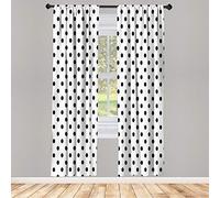 ABAKUHAUS Pois Ensemble de 2 Panneaux de Rideaux, Classic Old Fashioned Cercles répétés Formulaires Ronds Illustration Rétro, Traitement de Fenêtre Léger, 2 Stück 75 cm x 225 cm, Noir Et Blanc