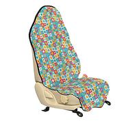 ABAKUHAUS quatrefoil Housse de Siège de Véhicule, Clover Enfants Vivid Conception, Protecteur d'Auto sans Glissement, Coupe Universelle, 75x145cm, Rouge Turquoise Jaune