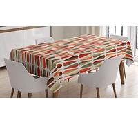 ABAKUHAUS rétro Nappe, Style rétro des années 70, Linge de Table Rectangulaire pour Salle à Manger Décor de Cuisine, 140 cm x 240 cm, Fauve Clair
