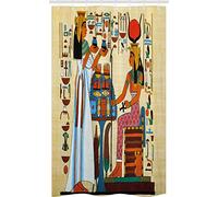 ABAKUHAUS rétro Rideau de Douche Stalle, Histoire égyptienne, Ensemble de Salle de Bain en Tissu en Crochets, 120 x 180 cm, Bleu Ciel séquoia souci et Sarcelle
