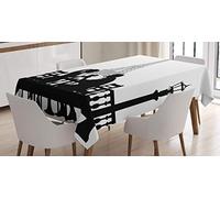 ABAKUHAUS Romantique Nappe, Couple à Paris Dîner, Linge de Table Rectangulaire pour Salle à Manger Décor de Cuisine, 140 cm x 240 cm, Noir Blanc