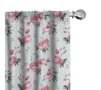 ABAKUHAUS Rose Ensemble de 2 Panneaux de Rideaux, Fleur Rose Anglais Flora, Traitement de Fenêtre Léger, 2 pièces 75 cm x 175 cm, Vert Réséda