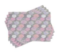 ABAKUHAUS Rose et Gris Sets de Table (Lot de 8), Bouquet de Fleurs Feuillage Botanique Shabby Chic Essence Chrysanthème, Décoration de Table en Tissu Lavable pour Salle à Manger et Cuisine, Lilas Rose