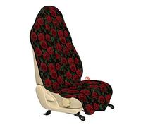 ABAKUHAUS Rose Housse de Siège de Véhicule, Rétro Pétales Feuilles de croissance, Protecteur d'Auto sans Glissement, Coupe Universelle, 75x145cm, Ruby Hunter Vert Noir