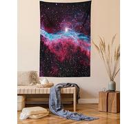 ABAKUHAUS Rose Tapisserie, Espace Extra-atmosphérique Etoiles Galaxy, sans décoloration, 110 x 150 cm, Magenta et Noir