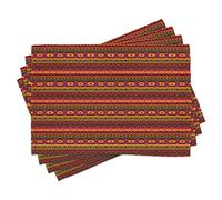 ABAKUHAUS Sets de Table Aztèques, Motifs Péruviens Vintage, Décoration de Table en Tissu Lavable Impression Numérique, Vert Rubis