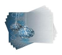 ABAKUHAUS Sets de Table de Noël, Motifs de Flocons de Neige tourbillonnants, Décoration de Table en Tissu Lavable pour Salle à Manger et Cuisine, Impression numérique, Gris Bleu