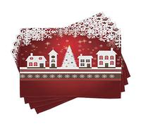 ABAKUHAUS Sets de Table de Noël, Thème Hivernal Arbre, Décoration de Table en Tissu Lavable pour Salle à Manger et Cuisine Impression numérique, Vert et Rouge