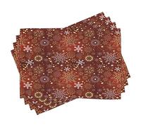 ABAKUHAUS Sets de Table d'hiver, Noël Vintage, Décoration de Table en Tissu Lavable pour Salle à Manger et Cuisine, Impression numérique, Gris Rouge Brun