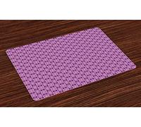 ABAKUHAUS Sets de Table Violet et Lilas, Carreaux géométriques rétro, Décoration de Table en Tissu Lavable pour Salle à Manger et Cuisine, Impression numérique, Prune