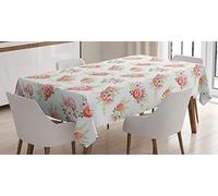 ABAKUHAUS Shabby Flora Nappe, Les bourgeons Frais Magnolia, Impression D'ornement de Fleurs de Noël, Couleurs résistantes, Convient pour l'intérieur et l'extérieur, Lavable, Vert Rose
