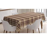 ABAKUHAUS Tan et Brown Nappe, Old Fashioned Tartan, Impression D'ornement de Fleurs de Noël, Couleurs résistantes, Convient pour l'intérieur et l'extérieur, Lavable, Tan