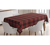 ABAKUHAUS Tartan Nappe, Composition Abstraite Plaid, Linge de Table Rectangulaire pour Salle à Manger Décor de Cuisine, 140 cm x 240 cm, Marron Vermillon