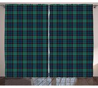 ABAKUHAUS Tartan Rideaux, Motif Folklore écossais, Décoration Intérieure Accent Lot de 2 Panneaux, 280 x 245 cm, Gris Fonce Noir