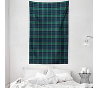 ABAKUHAUS Tartan Tapisserie, Motif Folklore écossais, Décoration murale en tissu pour chambre à coucher salon dortoir, 140 x 230 cm, Vert Foncé Noir
