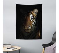 ABAKUHAUS Tigre Tapisserie, Roi de Sundarbans, Technologie numérique la Plus Moderne, 110 x 150 cm, Orange foncé Noir