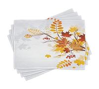 ABAKUHAUS Tomber Set de Table, Automne Themed Faded Feuilles, Déco Lavable antidérapant pour la Salle à Manger et la Cuisine, Jaune Orange