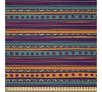 ABAKUHAUS Tribal Tissu au Mètre, Art rétro aztèque, Tissu en Microfibre Décoratif pour Textiles d’Art et d’Artisanat, 2M (230x200cm), Beige Bleu