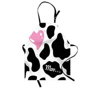 ABAKUHAUS Vache Imprimer Tablier, Motif de Camouflage, Produit Unisexe avec Col Réglable pour Cuisine et Jardinage, Noir Blanc Rose