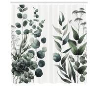 ABAKUHAUS Vert Foncé Rideau de Douche, Composition Botanique Moderne Minimale Avec Des Branches De Succulentes, Material Resistente al Agua Durable Estampa Digital, 175 cm x 200 cm, Blanc Laurier Vert