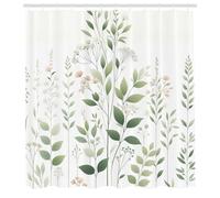 ABAKUHAUS Vert Rideau de Douche, Composition De Jungle Urbaine De Feuilles Et Détails Floraux Oniriques, Material Resistente al Agua Durable Estampa Digital, 175 cm x 200 cm, Multicolore Blanc cassé