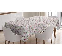 ABAKUHAUS Vintage Nappe, Motif de Fleurs de Magnolia, Impression D'ornement de Fleurs de Noël, Couleurs résistantes, Convient pour l'intérieur et l'extérieur, Lavable, Gris Clair Vert