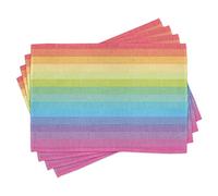 ABAKUHAUS Vintage Rainbow Sets de Table, Rayures rétro, Décoration de Table en Tissu Lavable pour Salle à Manger et Cuisine, Impression numérique, Arc-en-Ciel