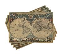 ABAKUHAUS Vintage Sets de Table, Vieille Carte du Monde, Décoration de Table en Tissu Lavable Impression Numérique, Brun Beige