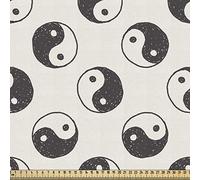 ABAKUHAUS Yin Yang Tissu au Mètre, Équilibre et harmonie, Tissu en Polyester Décoratif pour Rembourrage et Décoration d'Intérieur, 1M (148x100cm), Gris Clair Crépuscule