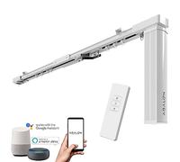 ABALON Rail à Rideaux Motorisé, Moteur Wi-Fi Compatible avec Alexa, Google Home et l'application mobile Tuya Smart, Télécommande, Largeur jusqu'à 4 mètres, Blanc