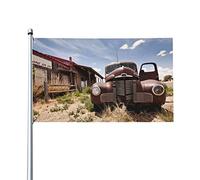Abandoned Restaraunt On Route 66 Drapeaux imprimés 9 x 152 cm Couleurs vives Décoration de jardin Panneaux de bannières Œillets métalliques durables Ne se décolorent pas Intérieur et extérieur