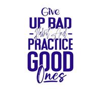 abandonnez les mauvaises habitudes et pratiquez les bonnes citations de motivation Stickers muraux en PVC 50.4x83.4cm Auto-adhésif Bleu foncé