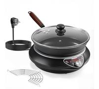 Abangdun Plaque Induction avec Wok, 2500W Plaque Induction 1 feu, 12 Niveaux de Puissance, 200W-2500W, Plage de Température 60-240°C, Affichage LED, Minuterie de 18 Heures, 190-275V (Noir)