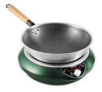 Abangdun Plaque Induction avec Wok, 2500W Plaque Induction 1 feu, 12 Niveaux de Puissance, 200W-2500W, Plage de Température 60-240°C, Affichage LED, Minuterie de 18 Heures, 190-275V