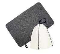 Abaodam 1 Ensemble Chapeau de Sauna Feutre Chaleur avec Bonnet de Bain Ensemble de Capuche Respirante et Tapis de Bain pour Détente et Confort Sauna