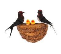 Abaodam 1 Ensemble Décoration Murale Hirondelle Artificielle avec Oisillons de Hirondelles Bébés pour Décor de Jardin de Style Naturel