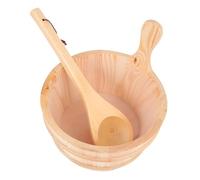 Abaodam 1 Ensemble Seau en Bois cuillère en Bois Seau de Sauna Accessoires de Sauna Fournitures de Sauna Seau de Bain Sauna extérieur Trousse cuillère de Sauna en Bois Baril de Bois Jaune