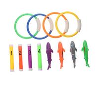 Abaodam 1 Ensemble Set de Jouets de Plongée pour Garçon Fille Jouets Aquatiques Colorés pour Piscine Requins Anneaux Bâtons Numériques pour Développer Les Compétences sous des Garçon