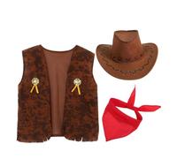 Abaodam 1 Set Adulte Western Cowboy Costume Accessoires - Gilet, Chapeau, Bandana - Halloween Cosplay Dress Up - Cowgirl Party Supplies - Wild West Outfit - Taille XXL (160-180cm)